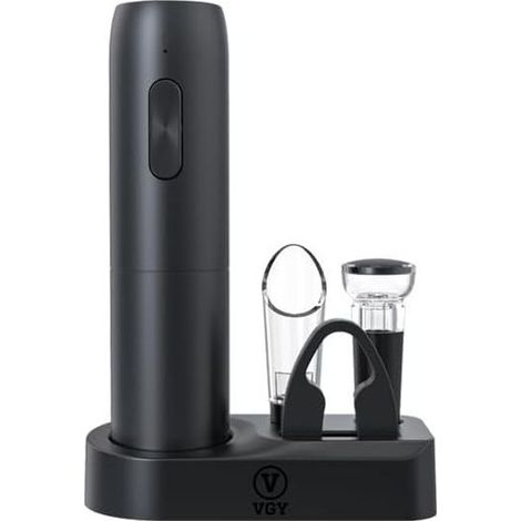 Tire-bouchon électrique rechargeable avec base de chargement, ouvre-bouteille électrique 6 en 1, accessoire pratique pour ouvrir les bouteilles, cadeau adapté pour hommes et femmes (1/4)