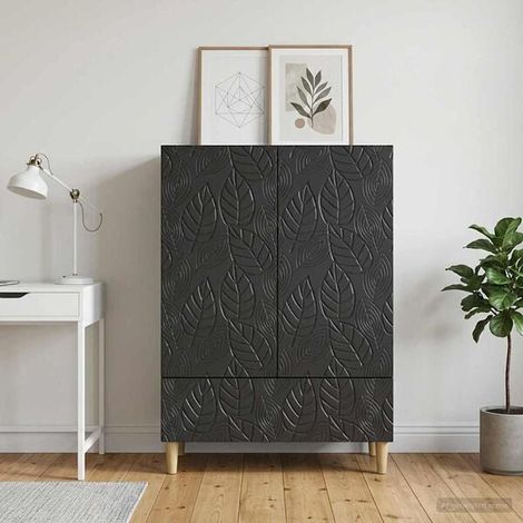 Buffet Bas Noir 66x34,5x95 cm - Meuble de Rangement avec Portes et Étagères, Bois d'Ingénierie pour Salon, Cuisine ou Entrée (1/5)