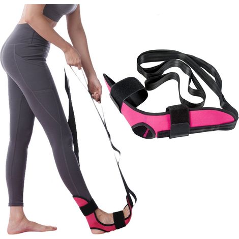 pieza - estirador de pies y pantorrillas - banda elástica para pantorrillas - banda elástica de fitness - para mejorar la fuerza muscular, aliviar el dolor de pies, yoga - rojo rosado (1/5)