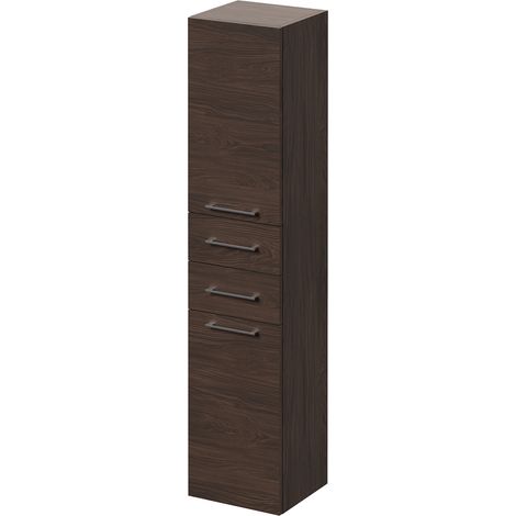 Napoli Brown Oak 350mm x 1600mm Wall Mounted Storage Unit - 350mm - Chrome 160mm Handle