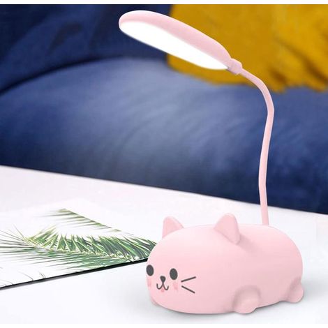 Lampe LED Chat USB Rechargeable Sans Fil, Veilleuse Douce Protection Yeux pour Lecture Bureau Chevet Chambre Maison Décoration (1/5)