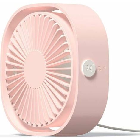 Ventilateur USB portable - MICH - Mini - Silencieux - 3 vitesses - Rose-Ensoleillé - 123x123x50 mm - Pivotant 360° (1/4)
