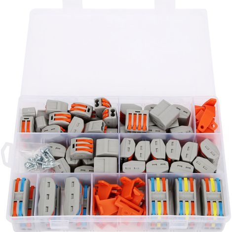 Connecteur électrique 82 pièces, bornes de raccordement PCT multicolores avec supports et vis, fil 11-28AWG, kit de connexion conducteur pratique (1/5)