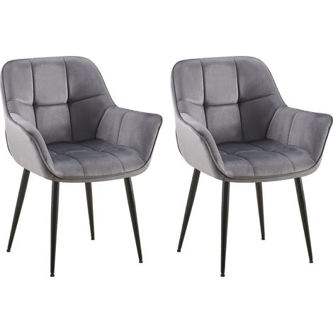 Set de 2 sillas de comedor Rosevilla en terciopelo Gris oscuro (1/5)