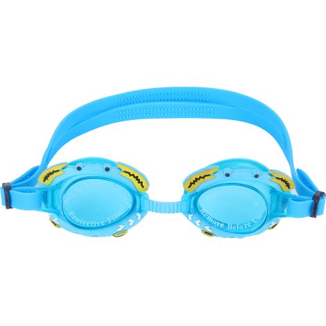 Lunettes de natation étanches bleues en silicone avec bouchons d'oreilles pour enfants (1/5)