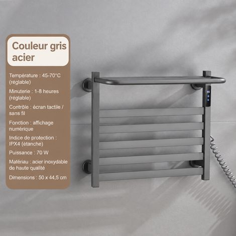 Sèche-serviettes électrique mural modèle standard 5 barres gris pistolet sans perçage norme américaine 110V 57 × 49 × 12 cm 3,25 kg – Livraison gratuite (1/4)