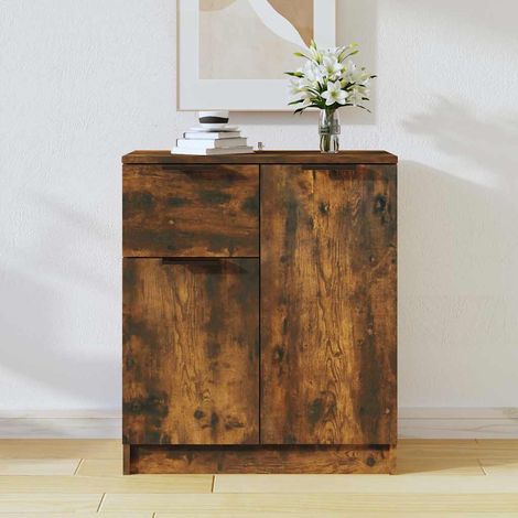 Aparador madera contrachapada color roble ahumado 60x30x70 cm (1/4)