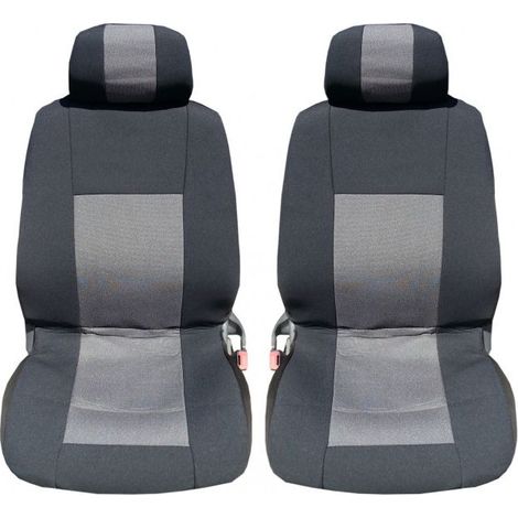 1+1 Luxe Premium — housses universelles, habillage pour sièges avant de voiture, van, 4x4, couleur gris-noir