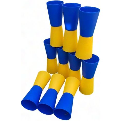 Jeu de 10 coupelles réversibles bicolores pour entraînement d’agilité, course, basket, foot et exercices en extérieur (1/5)