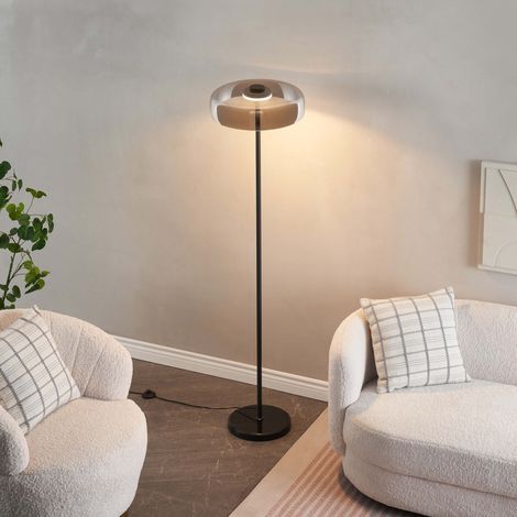 Lampadaire noir verre fumé contemporain 165 cm - Riccardo