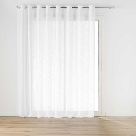 Douceur D'Intérieur – Voilage 300 x 240 cm effet lin tissé – 100% polyester – 8 œillets inox – Blanc – Prêt à poser (1/5)