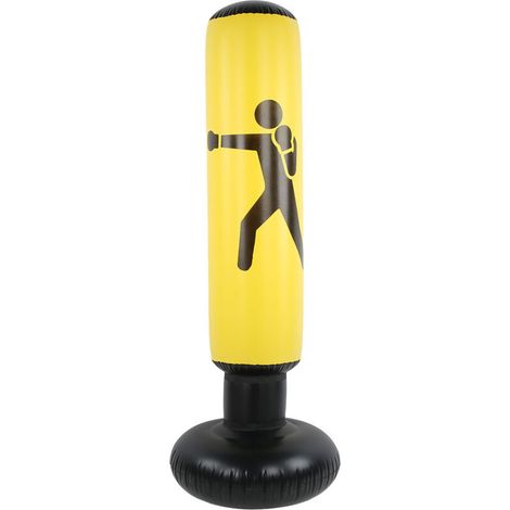 Colonne de Boxe Gonflable pour Adultes - Sac de Frappe Antistress Renforcé Jaune (1/5)