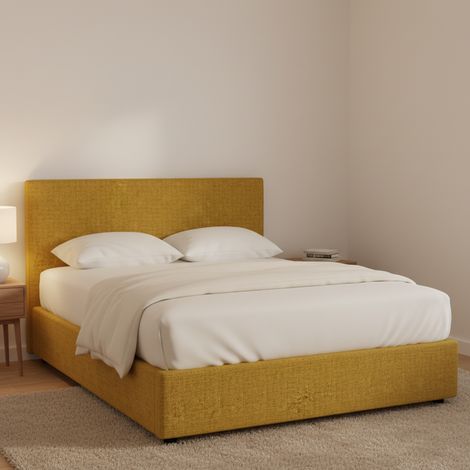 Letto Matrimoniale Worthing, Sfoderabile, Contenitore Made in Italy, Giallo Ocra (1/4)