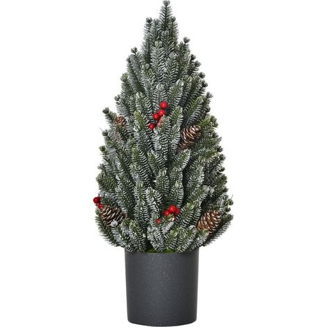 Tree of Christmas miniature, with apple of pin, baies red and pot of flowers, 50 cm of high, multicolore (1/5)