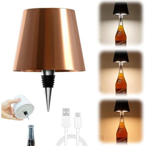 Lampe bouteille portable : 3 modes d'éclairage, commande tactile, LED rechargeable, idéale pour la chambre et les cadeaux originaux. (1/5)