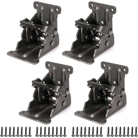 Support pliable, charnière autobloquante avec vis, extension de verrouillage pour pied de table, pied de lit, établi, lot de 4 (1/4)