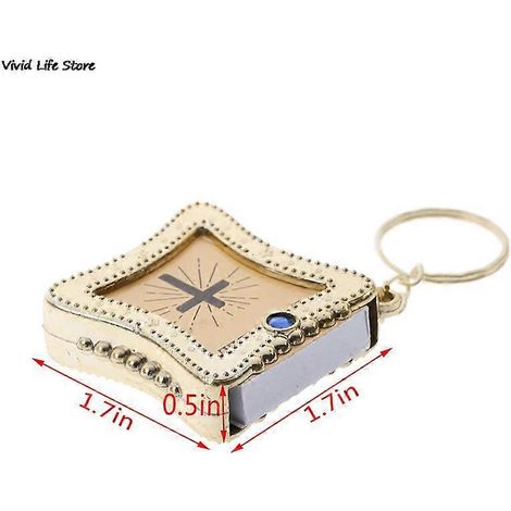 Porte-clés mini Bible (anglais/espagnol) - Croix chrétienne religieuse avec Jésus - Prière pour femmes - Cadeau/Souvenir - Outil de travail extérieur