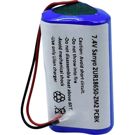 Sanyo 2/UR18650-ZM2 PCBK Batteria ricaricabile speciale 18650 con cavo Li-Ion 7.4 V 2420 mAh 1 pz.