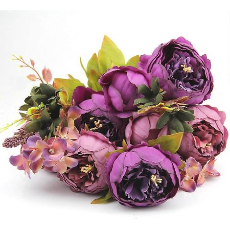1 bouquet de pivoines vintage rose pâle en soie artificielle, décoration florale pour mariage, chambre, DIY, fleurs fausses romantiques.