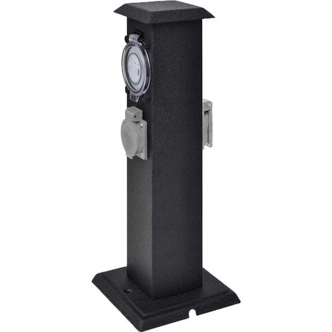 Presa Elettrica da Giardino a Pilastro Nero con Timer vidaXL
