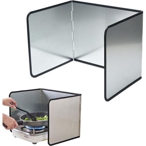 Paraschizzi da cucina pieghevole, 400x400x305 mm, antiaderente, a 3 lati, per fornelli e friggitrici. (1/5)