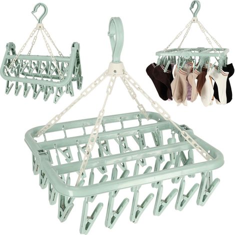 Etendoir a linge pour chaussettes sous vetements 32 pinces a linge bleu