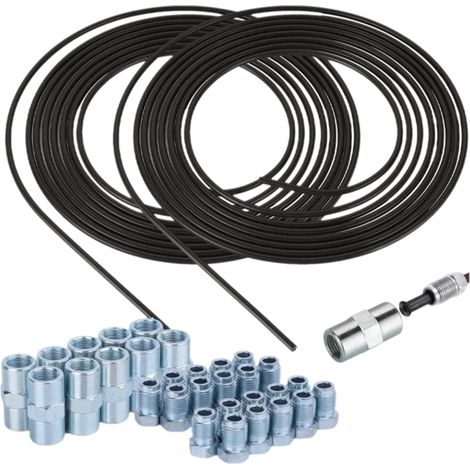 Tuyau De Frein - Acier 4,75 Mm - Revêtement Pvf - Pour Automobile Climatisation Chauffage - 2 X 5 M + 20 Raccords + 10 Connecteurs (1/5)