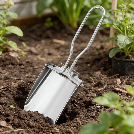 Pelle Pliante, Outil Multifonction en Acier Inoxydable pour Camping, Jardinage, Kits de Survie, Outil de Creusement Portable avec Pochette, Argenté (1/5)