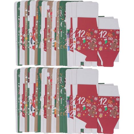 48 pièces coffrets cadeaux de noël, jolis motifs boîte de friandises de noël décorative avec couvercles pour cadeaux de fête bonbons (1/5)