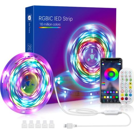Ruban à LED 10 m, Bande 140 LED 5050 RGB Améliorée Lumineuse Ruban LED Bluetooth/par télécommande pour Salon/Maison/Chambre/Soirée (1/5)