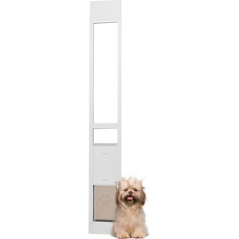 Hundeklappe für Glasschiebetüren, verstellbar von 75 7/8 bis 80 1 1/16 Zoll, Aluminiumrahmen und Sicherheitsglas, System (1/5)