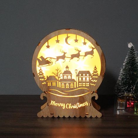 Décorations de Noël en bois, maison lumineuse décorative unique en bois, pour tables, ornements, cadeaux pour les meubles de salon (1/5)
