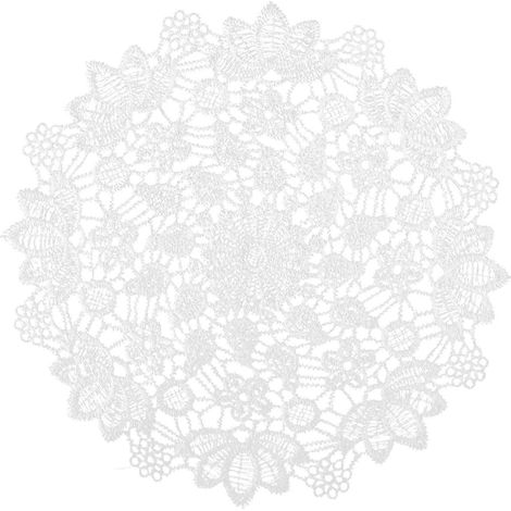 Lot de 6 napperons ronds en dentelle au crochet de 15 cm, blancs vintage, pour la décoration et la protection de la maison. (1/5)