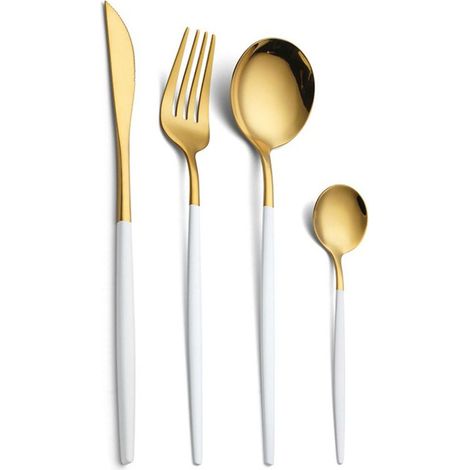 Set de couverts dorés mats 304 acier inoxydable - 24 pièces (1/5)