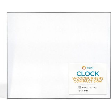 Vitre Clock WOODBURNERS COMPACT 5KW - Verre Rectangle pour poêle à bois - 300 x 250 mm (L1 x H1) - 4 mm (1/5)
