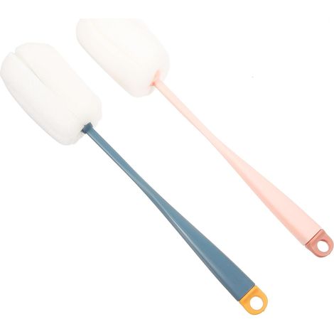 2 Stück Flaschenbürste mit Langem Griff und Abnehmbarem Schwamm Reinigung für Babyflaschen und Teetassen Aufbewahrung im Schrank Zufällige Zufällige Farbe (1/5)