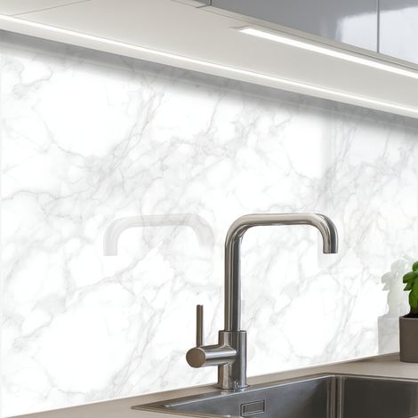 REVETEMENT MURAL DE CUISINE, CRÉDENCE DE CUISINE Minimaliste - Veines blanches - veines grises 80x60 (1/5)