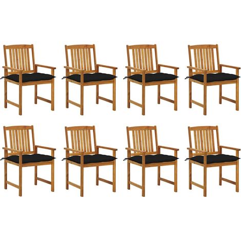 Lot de 8 Chaises de jardin avec coussins - Chaises d'extérieur pour terrasse/jardin Bois d'acacia solide BV376342 - BonneVie (1/5)