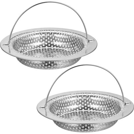 Sollbry 2 Pcs Filtre Evier Cuisine, Bouchon Evier Cuisine en Acier Inoxydable, Filtre Lavabo avec Poignée, Passoire Eviers, Grille Bouchon évier Cuisines pour récupérer aliments(OD 11cm, H 2cm) (1/5)