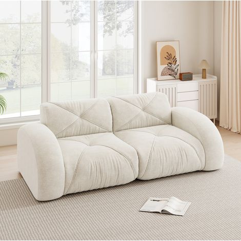Divano modulare 2 posti in chenille beige chiaro OKMYHOME (1/5)