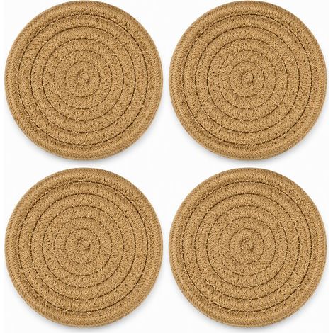 dessous-de-plat isolant jaune 35 cm en coton pour la maison