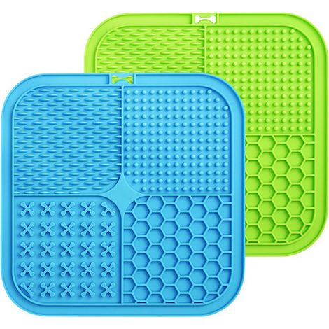 Almohadillas absorbentes para perros, paquete de 2 unidades de 20x20 cm, sin BPA, y almohadillas absorbentes para gatos con ventosa para baño, entrenamiento y aseo (azul + verde). (1/4)