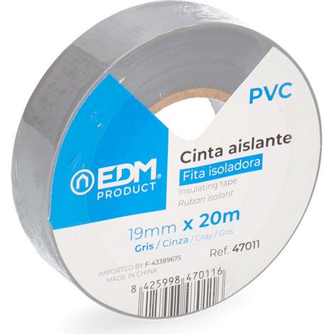 Nastro Isolante 20m x 19mm Grigio EDM Qualità "Supra" (1/4)