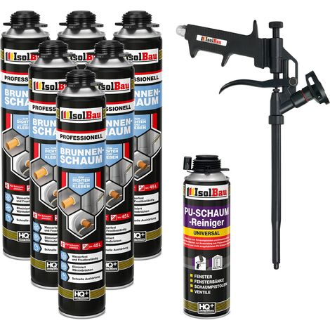 Brunnenschaum 6 x 750ml Bauschaum 1 x Reiniger Montageschaum Schaum Pistole (1/5)