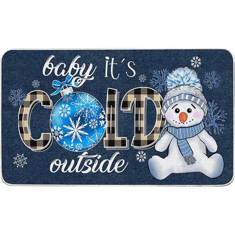 Tapis De Porte De Noël - Imprimé Oiseau Rouge - Polyester - Pour Intérieur Et Extérieur - 60 X 40 Cm (1/5)