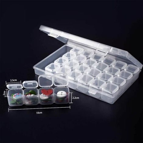 4pcs Boîte Broderie Diamant Painting Perles Boîte de Rangement Transparent avec 28 Compartiments Amovibles Mini Grilles (1/3)