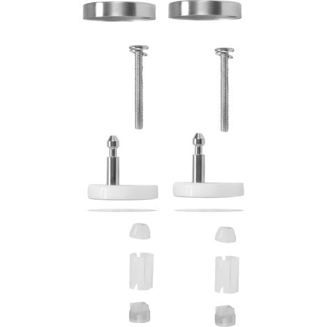 Kit de fixation pour abattant de WC avec décoration en acier inoxydable et plastique Argenté (1/5)