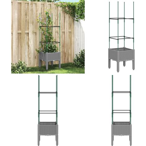 Pflanzkübel mit Rankgitter Hellgrau 40x40x142,5 cm PP - Blumentopf - Rankgitter - Gartentöpfen - Kübel - Polypropylen Topf - Home & Living (1/5)