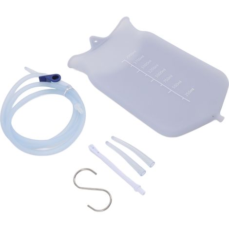 Kit de lavement intestinal portable en silicone 2L avec échelle, sac de douche pour nettoyage du côlon à domicile. (1/5)
