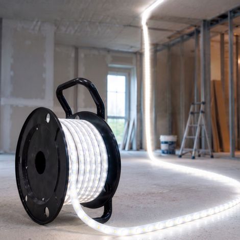 Tira LED para Obras en Carrete 20 Metros 230V 10W/m 6500K IP54 (1/3)